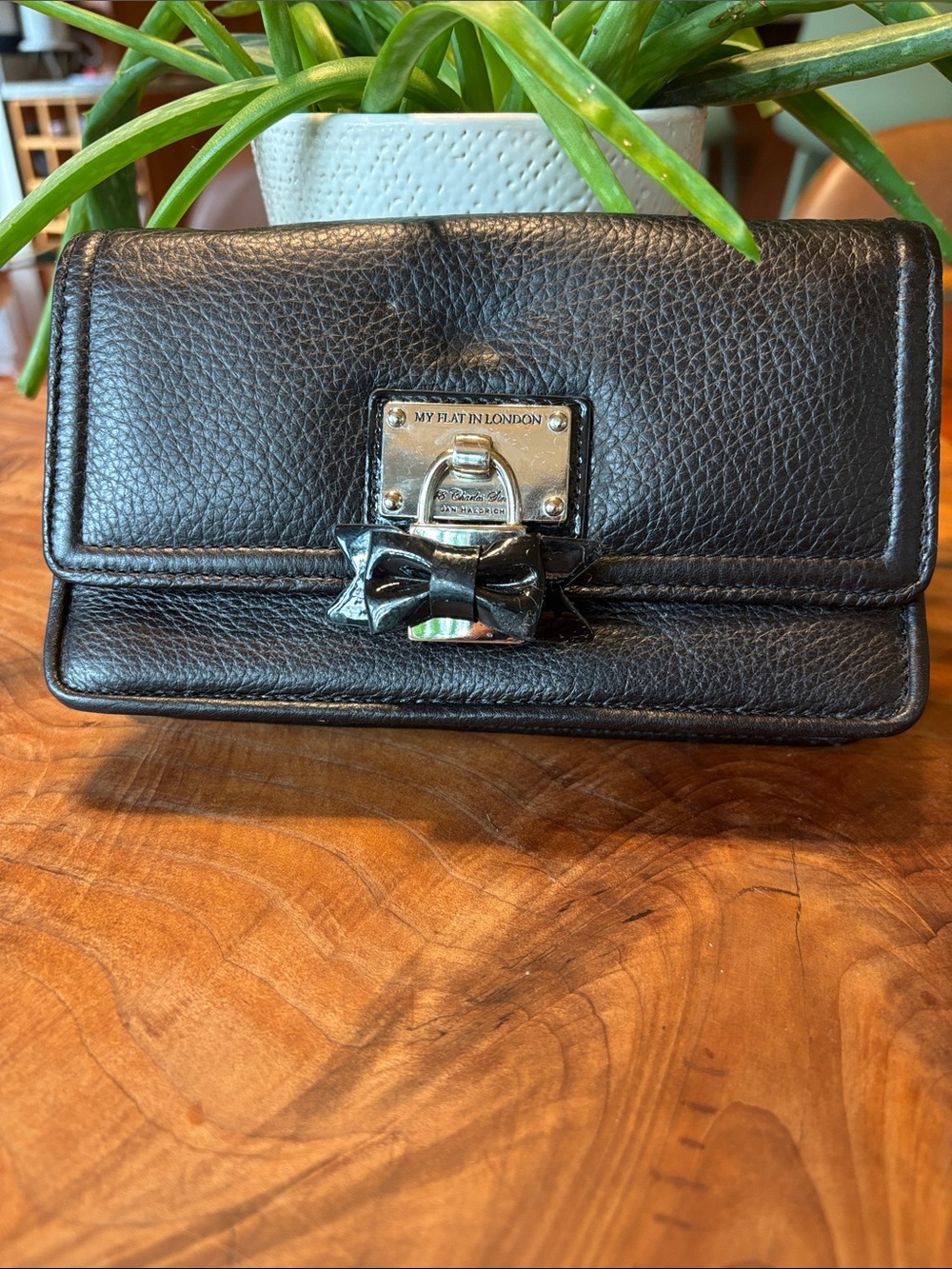 My Flat in London black leather bag chain strap